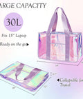 Iridescent Clear Jelly Tote Beach Bag For Women Waterproof And Sandproof See Through Pool Bag With Zipper Ideal Cruise Essentials 2026