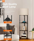 Space Saving 4 Tier Corner Shelf Floor Lamp With USB Type C Port 1 Power Outlet And 3CCT LED Bulbs in modern living room