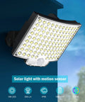 Outdoor Solar Wall Light With 106 LED Motion Sensor IP65 Waterproof 120 Degree Lighting Split Solar Panel Kit mounted