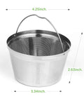 8-12 Cup Reusable Filter Basket For Basket Style Coffee Makers, Dishwasher Safe 18/8 Stainless Steel with dimensions