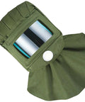 Daily Driver Sandblasting Hood With Wide Face Shield And Curved PC Lens, heavy duty green canvas with neck drape.