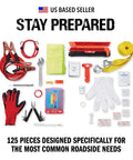 125 Piece Roadside Emergency Kit For Cars With Headlamp First Aid Tools And Visibility Gear All In One Grab And Go