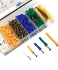 Self Drilling Drywall Anchors Kit With Screws 232-Piece Wall Plugs And Expansion Bolts For Quick No-Prep Install And Easy Heavy-Duty Mounts On Studless Walls Yellow Zinc Plated Carbon Steel For Rust And Wear Resistance, assorted anchors and screws in organizer