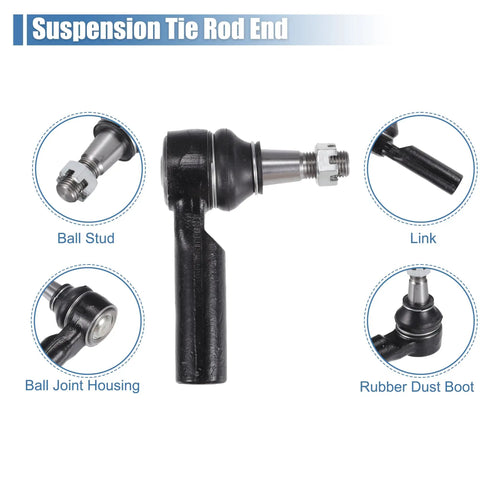 Six Piece Front Inner And Outer Tie Rod End Kit For Dodge Ram 1500 2006 2012 5 Lug Models Steering Linkage Replacement Drag Link OE ES80574 EV800098 Direct Fit close-up