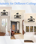 Two Pack 13 Inch 3 Light Matte Black Semi Flush Mount Ceiling Light Fixtures For Farmhouse Kitchen And Hallway