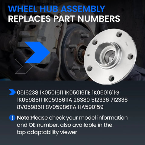 Two Piece Rear Wheel Bearing And Hub Assembly For Five Lug Vehicles With Abs Compatible With Volkswagen Beetle Golf Jetta