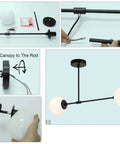 Assembly steps for Two Light Globe Semi Flush Ceiling Light In Matte Black With White Glass Shades Dope Modern Close To Ceiling Fixture