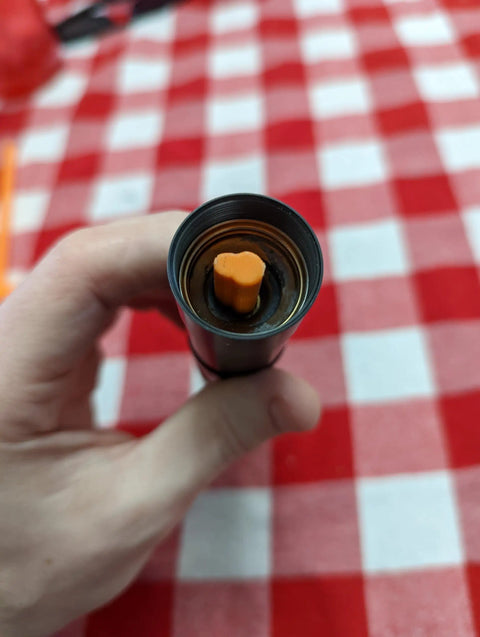 Baffle Alignment Tool For Rugged Suppressors And SiCo Silencers inside tube, showing cap tightening mechanism