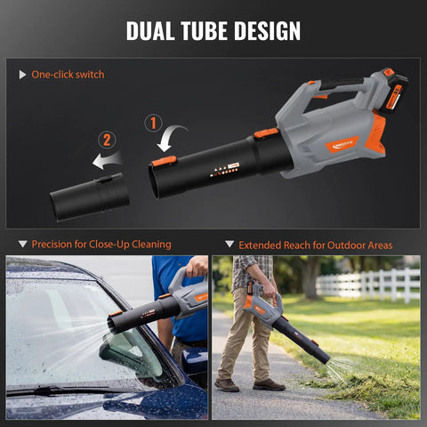 Cordless Leaf Blower With 70 Minute Runtime And 4000mAh Battery No Battery Swap Needed Ultra Lightweight Handheld Tool With Dual Tube Design