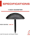Top Shelf 50 Pack Of One Inch Iron Clavo Nails with matte black antique finish, 1 inch diameter and 1 inch shank for decorative tasks.