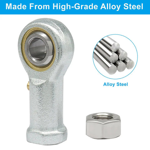 Female Rod End Bearing With Five Sixteenth Inch Bore Four Pack Heavy Duty Alloy Steel Built To Last Corrosion Resistant Right Hand Thread Five Sixteen Twenty Four Easy Install For Linkages And Industrial Machinery, alloy steel close-up