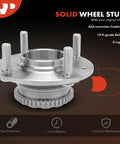 Front view of solid wheel stud assembly with anti-corrosion coating and 4 lugs