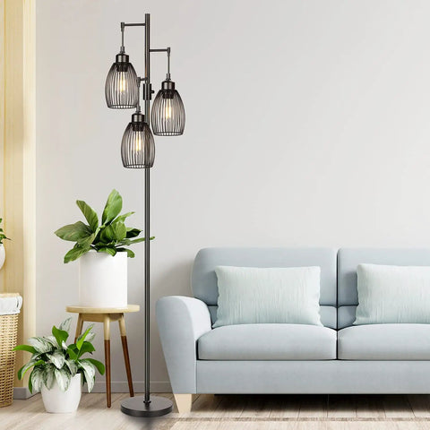 Dimmable 68 Inch Floor Lamp With Stepless Dimming From Zero To One Hundred Percent, Three 800LM LED Edison Bulbs Included