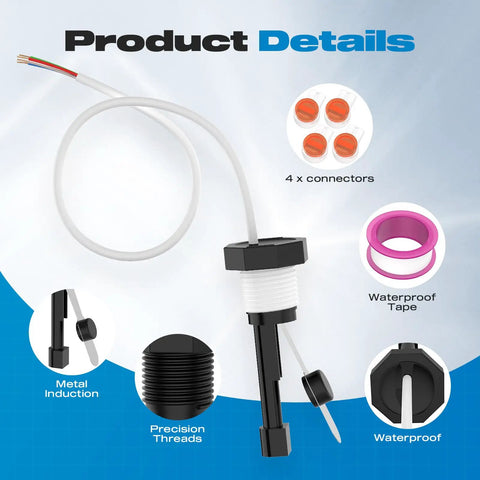 Replacement Flow Switch For IntelliChlor IC Series Salt Chlorinator Cells With 4 Wire Connection Beefed Up Pro Grade Pool Flow Sensor Switch 520736 Compatible With IC40 IC60 IC20 IC15 Durable Steel Sensing Parts, 4-wire cable