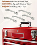 12 Pcs Drawer Slide Retaining Clips For Tool Boxes Fits Popular Toolbox Brands And Vintage Chests Heavy Duty Spring Steel Locking Clips To Get Your Old Drawer Sliders Back In Action Yo, with red toolbox and clips.
