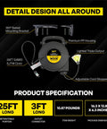 Go-To Retractable Extension Cord Reel With Light Indicator, 25 Ft Long, 14 Gauge Wire, wall mounted, triple outlet