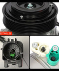 Built Tough Air Conditioning AC Compressor With Clutch Fits Hyundai Elantra 2011 To 2013 close-up of pulley and connectors.