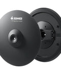 13 Inch Triple Zone Electronic Cymbal Crash Ride With Instant Mute Choke For Digital Drums, top and side view