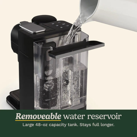 Single Serve Coffee Maker And Grinder For Home Or Office All In One No Fuss Setup With 48 Ounce Removable Reservoir filling
