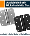 Mortise Spring Hinge Kit With Automatic Self Closing, Heavy Duty Steel Door Hinges, shown in Satin Nickel and Matte Black finish