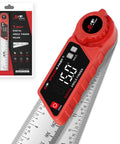Rock Solid Digital Angle Finder With Built In Miter And Bevel Calculator 7 Inch LCD Screen showing 160 degrees on display.