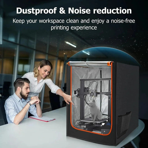 Ender Series 3D Printer Enclosure With Built In LED Light Fire Resistant And Dustproof Sealed Housing in an office setting