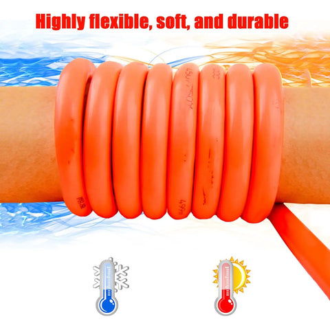 Hella Flexible Heavy Duty Outdoor Power Cable 300 Ft Roll of soft orange PVC wire coiled for easy handling in outdoor use.