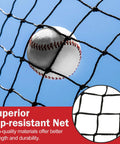 Portable 7x7 Baseball Net For Batting And Pitching close-up with knotless design, showcasing durability for baseball and softball training.