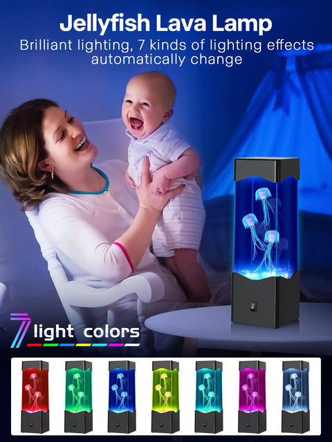 Mother and baby with Jellyfish Lamp Mood Light For Home Office Decor Desk Aquarium Night Light Realistic Artificial Jellyfish Floating Lamp with color options