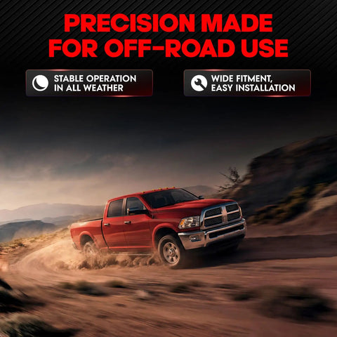 Off-road truck in motion, emphasizing precision design for 4WD Transfer Case Motor Actuator Replacement For GM Trucks And SUVs Including Chevrolet