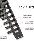 Close-up view of 39.3 Inch Open Type Drag Chain Carrier Cable showing internal 10x11 mm dimensions and PA66 black material.