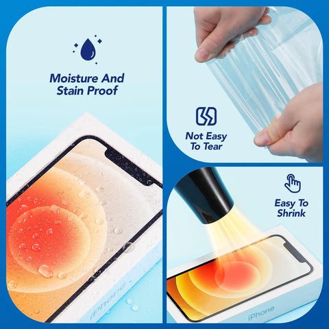 Straight Up Solid Heavy Duty Heat Shrink Wrap Bags 500 Pack 4x6 Inch Clear Film for sealing moisture-proof packaging.