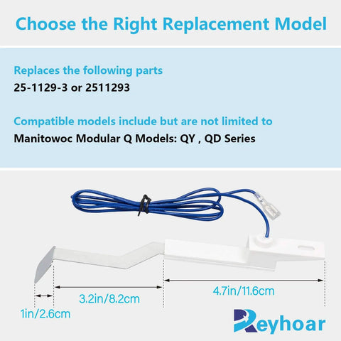 Diagram of Water Level Sensor Probe Replacement Part For Ice Machines Q-Series 115V And 208-230V Compatible with blue wiring.