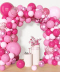 All In One Hot Pink Balloon Arch Garland Kit With 153 Latex Balloons In 18 Inch 12 Inch 10 Inch And 5 Inch Sizes Plus Metallic Confetti
