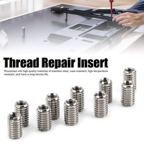 Ten Piece Stainless Steel Thread Repair Inserts And Reducing Nuts, M4 To M6 Male Female Sleeve Adapter Kit For Toolbench Builds And Household Repairs That Are Tough As Nails Under Pressure