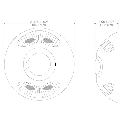 Technical diagram of Dual Tech Ultrasonic And PIR Ceiling Motion Sensor With 1000 Sq Ft Coverage White IntelliDAPT Self Adjusting Logic.