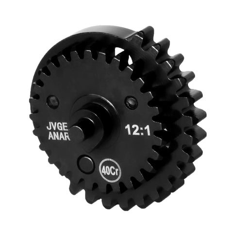Close-up of 12:1 Steel Tactical Gear Set for Airsoft Gearbox With Ratios for V2 V3 AEG M4 and AK Builds Heavy Duty 40Cr Steel Components