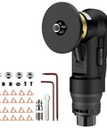 GETLTOOL pneumatic chamfering tool with front disc and gold collar, includes C-angle and R-angle blades.