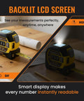 Laser Distance Measurer With Dual Tape Measure For Quick Jobs, Heavy Duty Tool With Cross Marking, Smart Range Finder, Easy Read Display, Ft And Metric Measurements, 131 Ft Range, backlit LCD screen