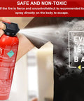 Person using Twelve Pack 21 Oz Water Based Mini Fire Extinguishers Class A B C K Top Shelf Auto Safety Kit to spray fire.