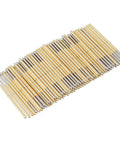 100 Piece P100 E2 Spring Test Probes Kit With Tapered Head Brass 1.5mm Contact Pins For PCB Testing Durable 3A Current Rating And 50m Ohm Resistance Ideal For Conduction Checks And Component Contact, showing all 100 probes aligned side by side.