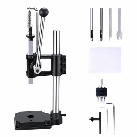 Beefy Leather Hole Puncher For DIY Leather Crafting Arbor Press Hand Punch Tool With 1.5 To 13mm Clamping Chuck And PP Plate