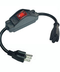 Heavy Duty 14 AWG Outdoor Extension Cord With 3 Prong Plug And Waterproof Red LED On Off Switch 16 Inch Long UL Listed