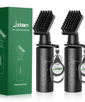 2 Pack Pro Golf Club Cleaner Brush Kit With Squeeze Water Bottle, 7.5 Inch Brush Head, Holds 4 Ounces next to packaging box