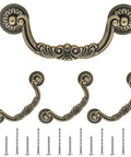 4Pcs Vintage Bronze Bail Drop Drawer Pulls With Screws, 6.22 Inch Total Length And 5 Inch Hole Center, Zinc Alloy Decorative Handles
