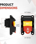 Table Saw Replacement Switch For Ryobi Craftsman 4 Pole On Off Safety Power Switch with product dimensions shown
