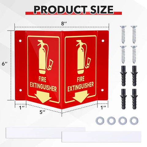 Rock Solid And Straight Up Safe Glow In The Dark Fire Extinguisher Signs 8 Pack Two Sided Wall Mounted Safety Markers With Dead Simple Screw Mounting Hardware For Homes Offices And Warehouses