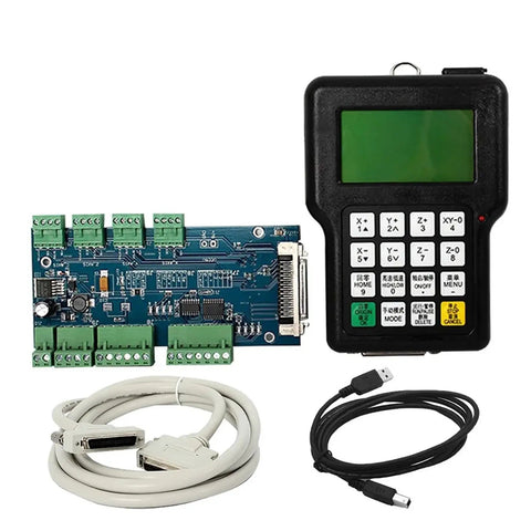 Offline 3 Axis Motion Controller, handheld unit with cables for engraving machine, G Code ready, no PC needed.