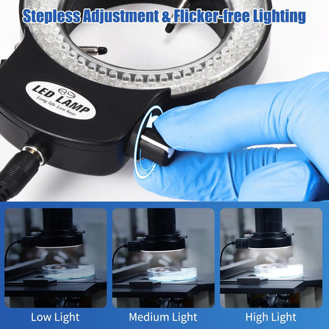 Kick It Up With This Hella Bright 144 Led Ring Microscope Light Featuring A Super Smooth Dimmer Switch, adjusting dimmer.