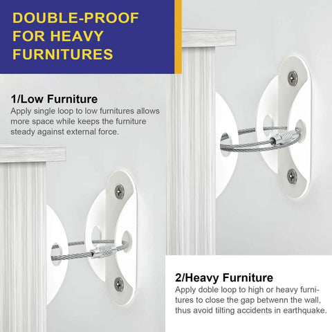 Secure 400 Pound Capacity Anti Tip Furniture Wall Anchors 10 Pack for Kid Proofing Keeps Cabinets Bookcases and Dressers Upright detail